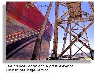 The Prince Jahre and a grain elevator.