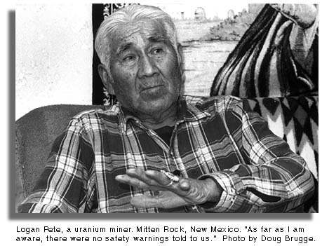Logan Pete, Navajo uranium miner - Photo by Doug Brugge
