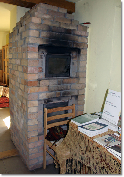 Mass-stoves in the model ecological house at the Ecocentre. 