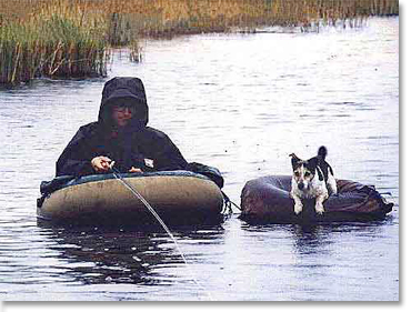 Frans and his dog, Boinky. Boinky goes out on his tube every time and has seen more fish than most see in a lifetime.