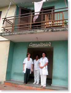 Cuba's health care system is based on the neighborhood doctor and nurse. Most often, one of them lives upstairs from the office. Photo by Sarah van Gelder.