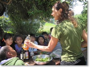 Kyra Rice teaching nutrition to students at Sequoia Elementary School, Oakland, California. All photos courtesy Kyra Rice.