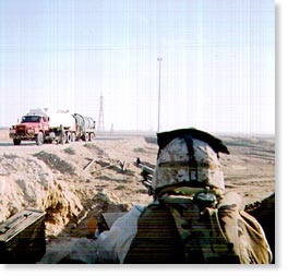 U.S. Marine, fuel-tank truck. Iraq. 