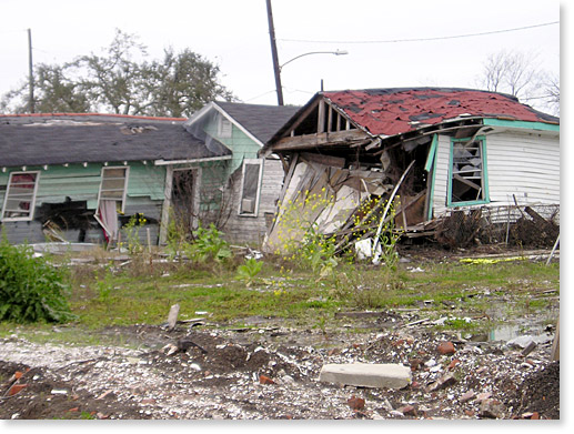 New Orleans' Lower Ninth Ward, one and 1/2 years after Hurricane Katrina. Photo by Alice Lovelace.