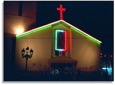 A church in the evening. Tecate, Mexico. Photo by Nic Paget-Clarke.