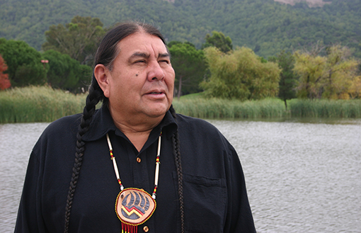 Tom Goldtooth, executive director of the Indigenous Environmental Network during the 2011 Bioneers Conference in San Rafael, Califorina. Photo by Nic Paget-Clarke.